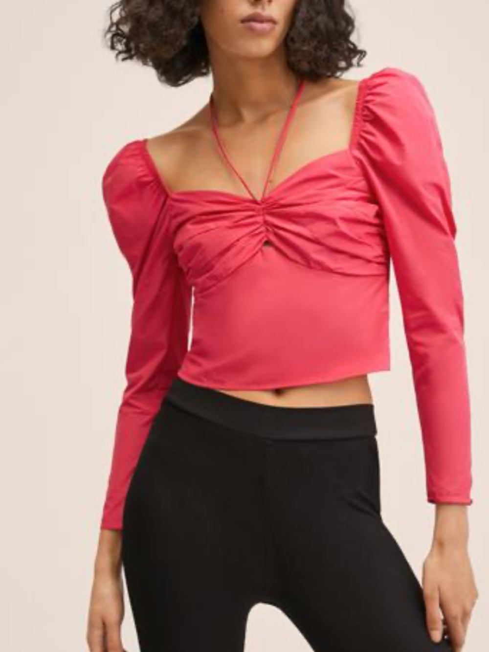 Mango Fuchsia Wrap Top NWT Size S Lined Side Zipper Satin Look Tie Waist Blouse